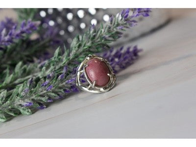 Vintage 925 Sterling Silver Rhodochrosite Ring Size 6.5