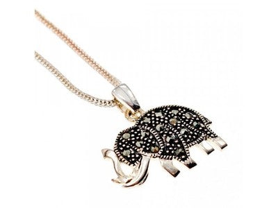 925 Sterling Silver Marcasites "Elephant" Chain With Pendant