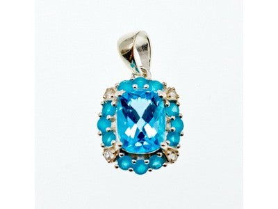 925 Sterling Silver Topaz & Beryl Pendant