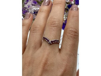925 Sterling Silver Pink Topaz Ring Size 8