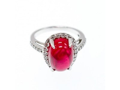 925 Sterling Silver Pink Spinel & CZ Ring Size 6.5