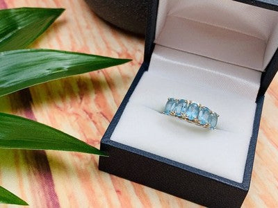 925 Sterling Silver Blue Spinel Ring Size 6.5