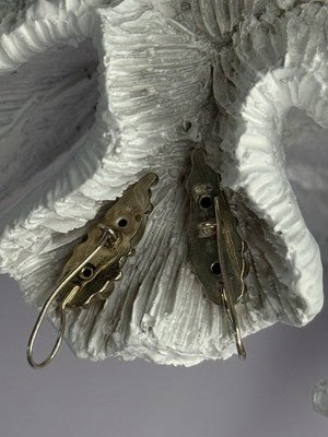 925 Sterling Silver Garnet Pyrope Earrings Length 1.15 Inch