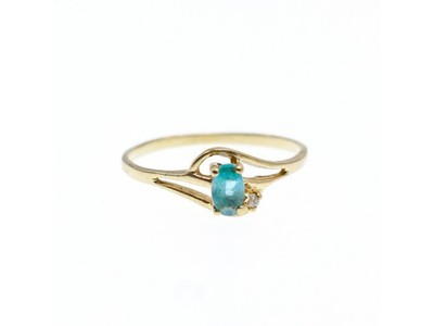 10K Yellow Gold Topaz & Diamond Ring Size 6.75