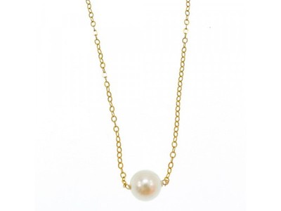 Children'S 14K Yellow Gold Pearl Chain With Pendant