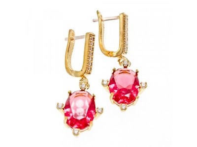925 Sterling Silver Gold Plated Alpanite & CZ Set