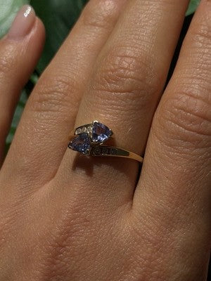 Elegant 14K Yellow Gold Tanzanite & Diamond Ring Size 8.5