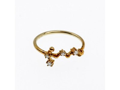 925 Sterling Silver Gold Plated Diamonds Ring Size 9