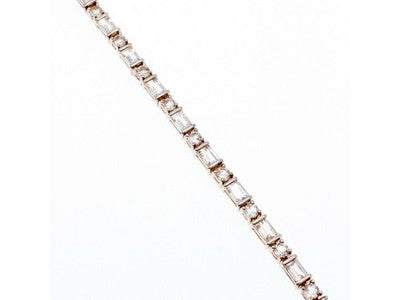 925 Sterlng Silver White/Colorless Spinel Bracelet Thailand Size 7.5 IN