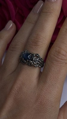 Handcrafted 925 Sterling Silver Blue Pietersite Stone Ring Size 9