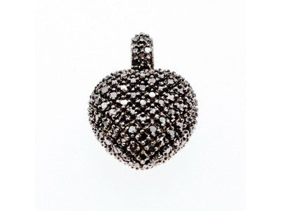925 Sterling Silver White & Black Spinel Heart Pendant