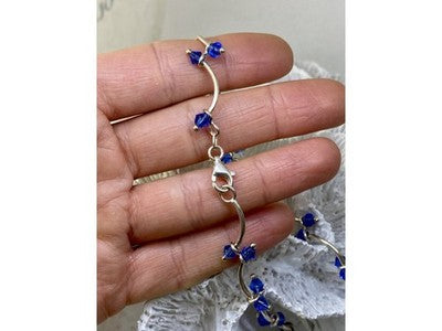 925 Sterling Silver Blue Jewelry glass in Italian style Necklace