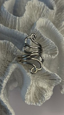 925 Sterling Silver Swirl Handcrafted Fork Ring Adjustable