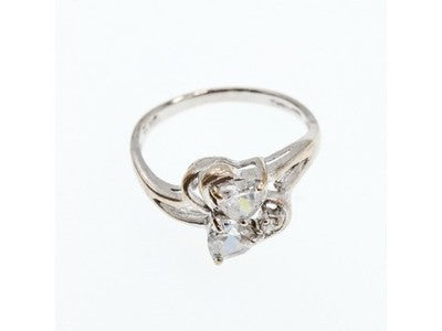 925 Sterling Silver White CZ "Hearts" Ring Size 9
