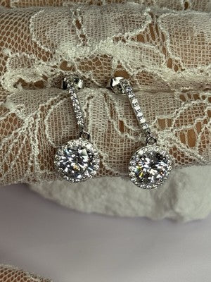 925 Sterling Silver Dream CZ Earrings Length 1.05 Inch