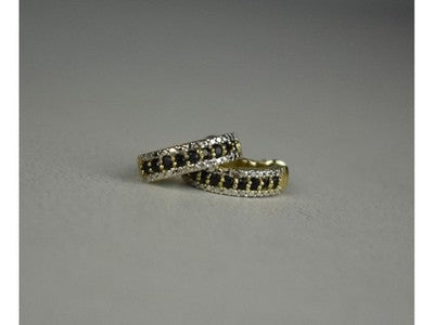 925 Sterling Silver Gold Plated Black Spinel Earrings