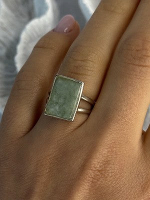 925 Sterling Silver Jade Nephrite Ring Size 6.5