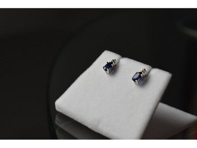 10K White Gold London Blue Topaz & Diamonds Earrings