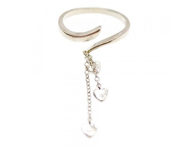 925 Sterling Silver "hearts" Ring Size Adjustable