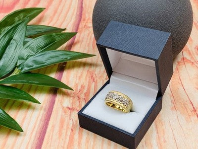 925 Sterling Silver Gold Plated CZ Ring Size 7
