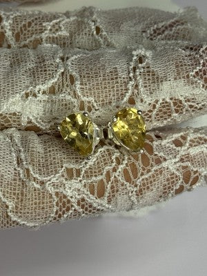 925 Sterling Silver Citrine Earrings Length 0.4 Inch