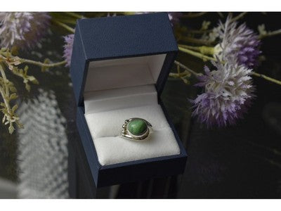 925 Sterling Silver Green Turquoise Ring Size 7.5 Mexico