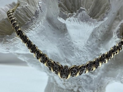 925 Sterling Silver Gold Plated Diamonds Necklace