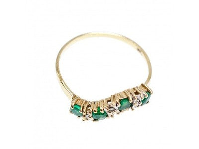 10K Yellow Gold Emeralds & Diamonds Ring Size 6.5