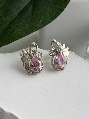 Lovely 925 Sterling Silver Pink Spinel Earrings