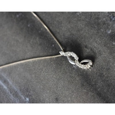 925 Sterling Silver CZ Chain With Pendant Italy