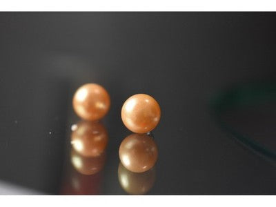 925 Sterling Silver Orange Pearls Stud Earrings