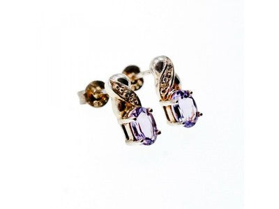 925 Sterling Silver Purple Iolite Stud Earrings