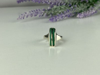 925 Sterling Silver Malachite Ring Size 5.5