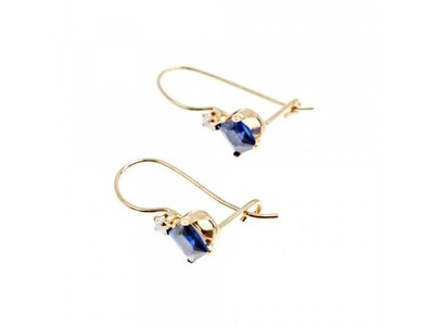 10K Yellow Gold Sapphires & Diamonds Earrings