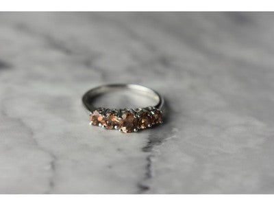 925 Sterling Silver Hessonite Ring Size 8
