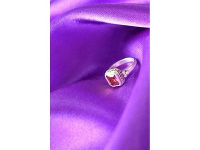 925 Sterling Silver Orange CZ Ring Size 6.5