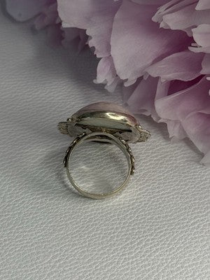 Vintage 925 Sterling Silver Rink Abalone Ring Size 6.5