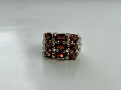 925 Sterling Silver Almandine Ring Size 8