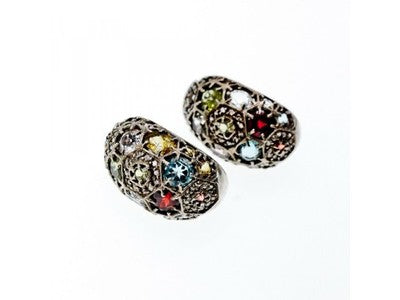 925 Sterling Silver Multi Gemstones Stud Earrings