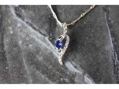 925 Sterling Silver London Blue & White Topaz Chain With Pendant(2)