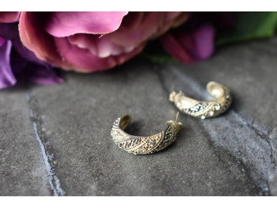925 Sterling Silver CZ & Marcasites Stud Earrings