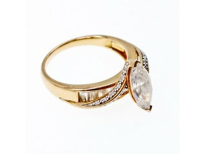 925 Sterling Silver Gold Plated CZ Ring Size 10.5