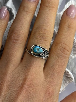 Unique Design 925 Sterling Silver Turquoise Ring Adjustable
