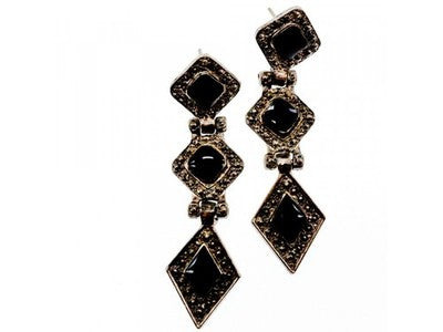 Vintage 925 Sterling Silver Onyx Earrings