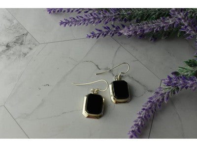 925 Sterling Silver Black Nephrite Earrings