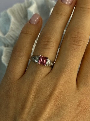10K White Gold Spinel & Diamonds Ring Size 7