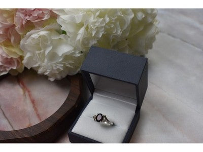 925 Sterling Silver Garnet & CZ Ring Size 6