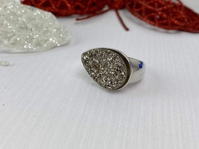 925 Sterling Silver Pyrite Ring Size 8
