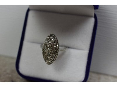 925 Sterling Silver Marcasites Ring Size 6.5