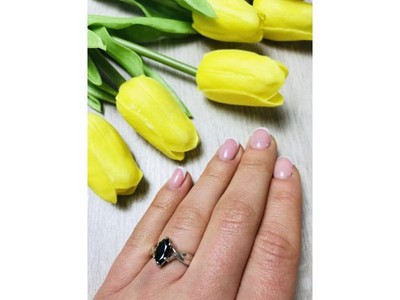 925 Sterling Silver Black Nephrite ( Jade ) Ring Size 10